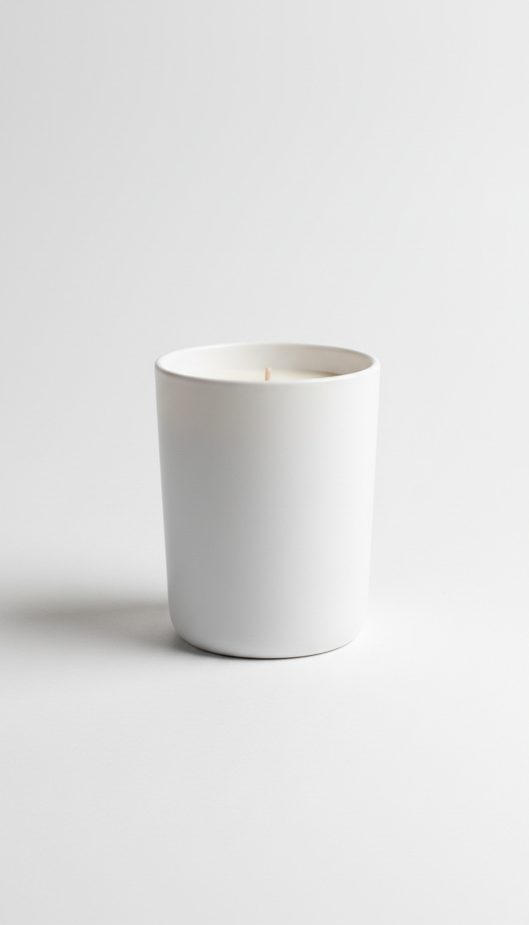 Gallery white ceramic candle