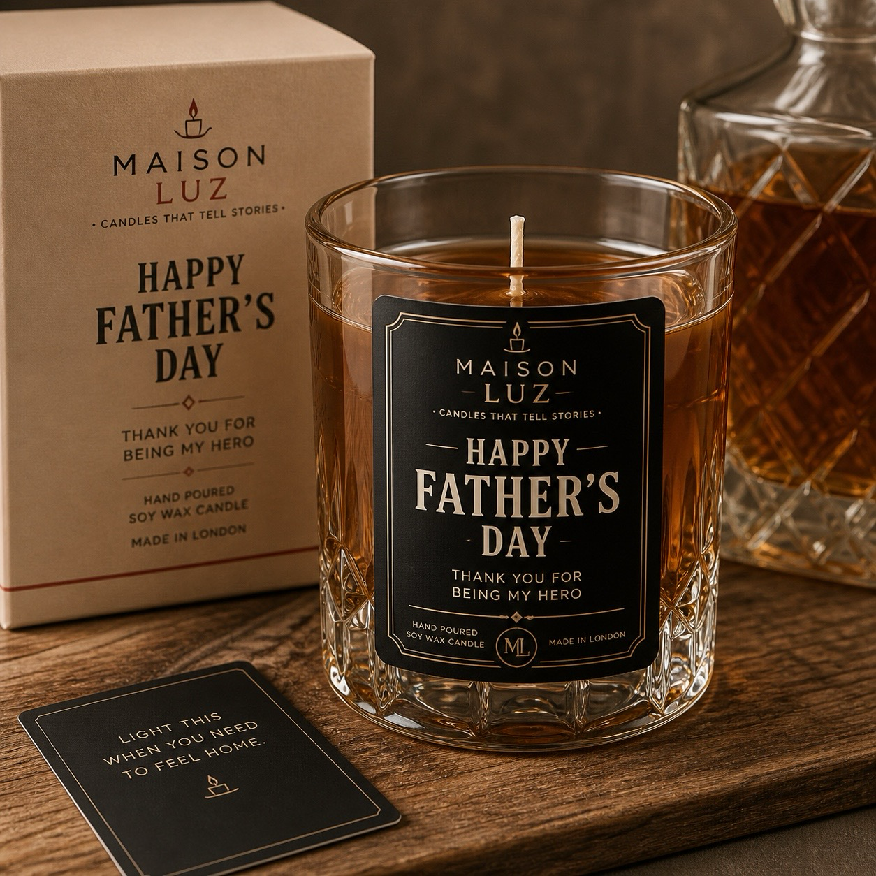 Whiskey glass candle Father's Day Edition by Maison Luz