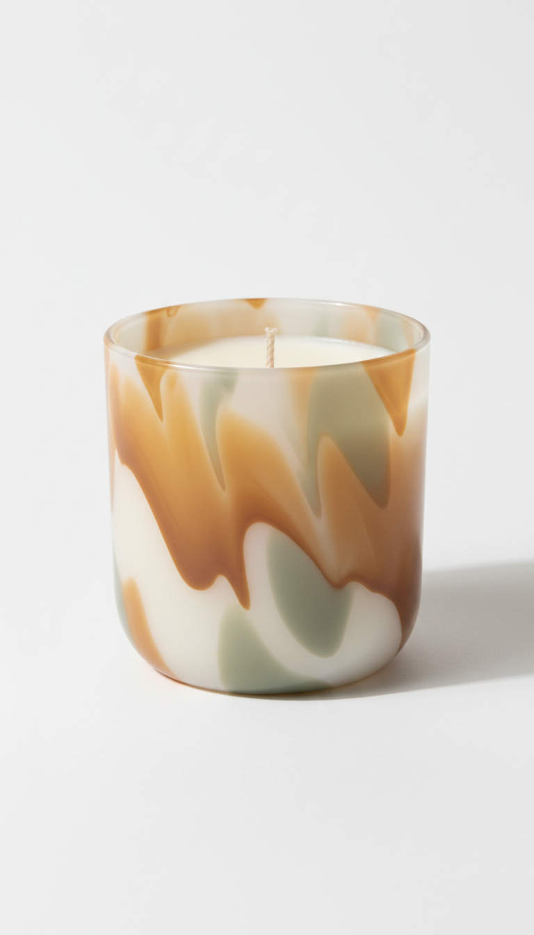 Camel glaze glass candle